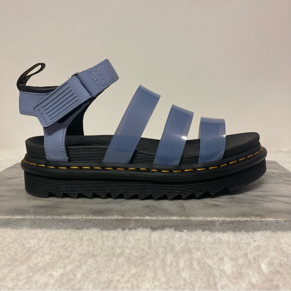 SOLD Dr.Martens Blaire Jelly Glitter Leather Strap Sandals Chunky Sole Blue - Picture 8 of 14